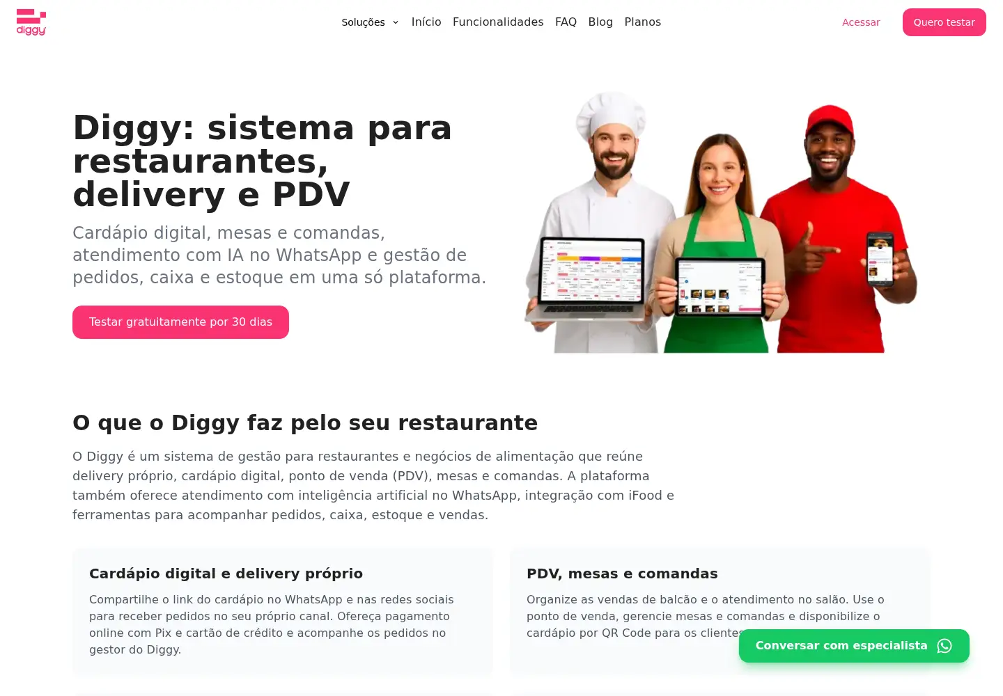 Captured homepage of diggy.menu in the current scan