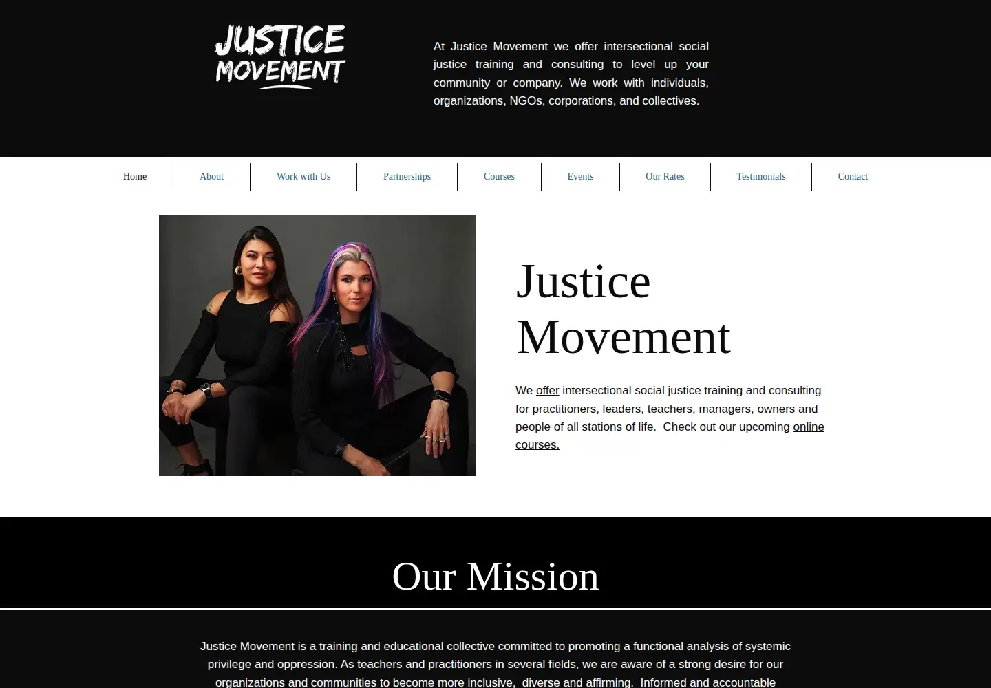 Captured homepage of justicemovement.org in the current scan