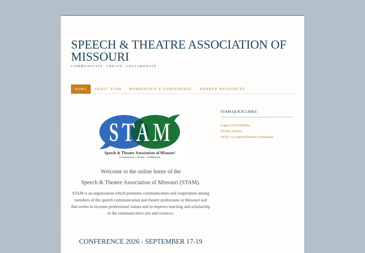 Screenshot of speechandtheatremo.org