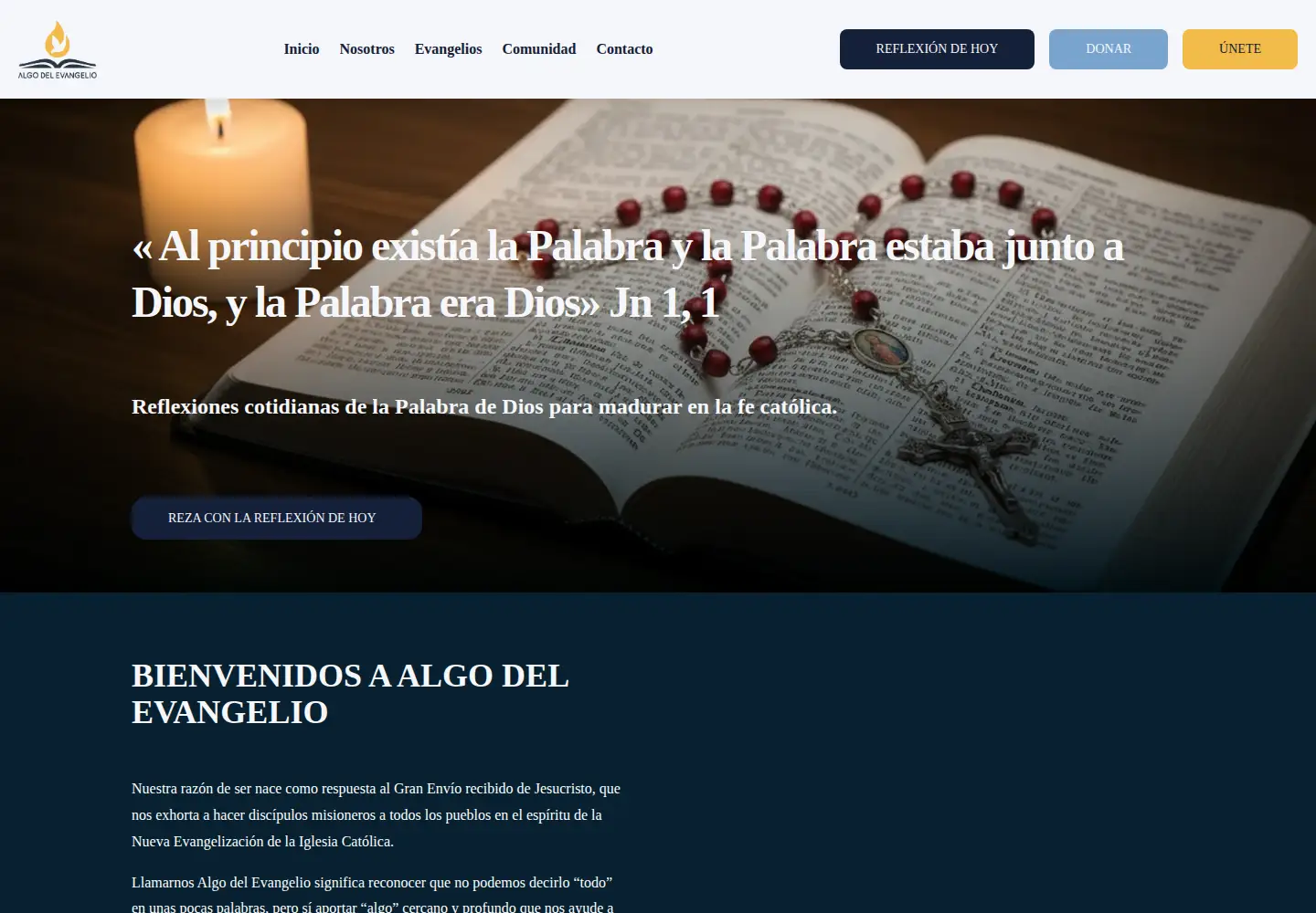 Captured homepage of algodelevangelio.org in the current scan