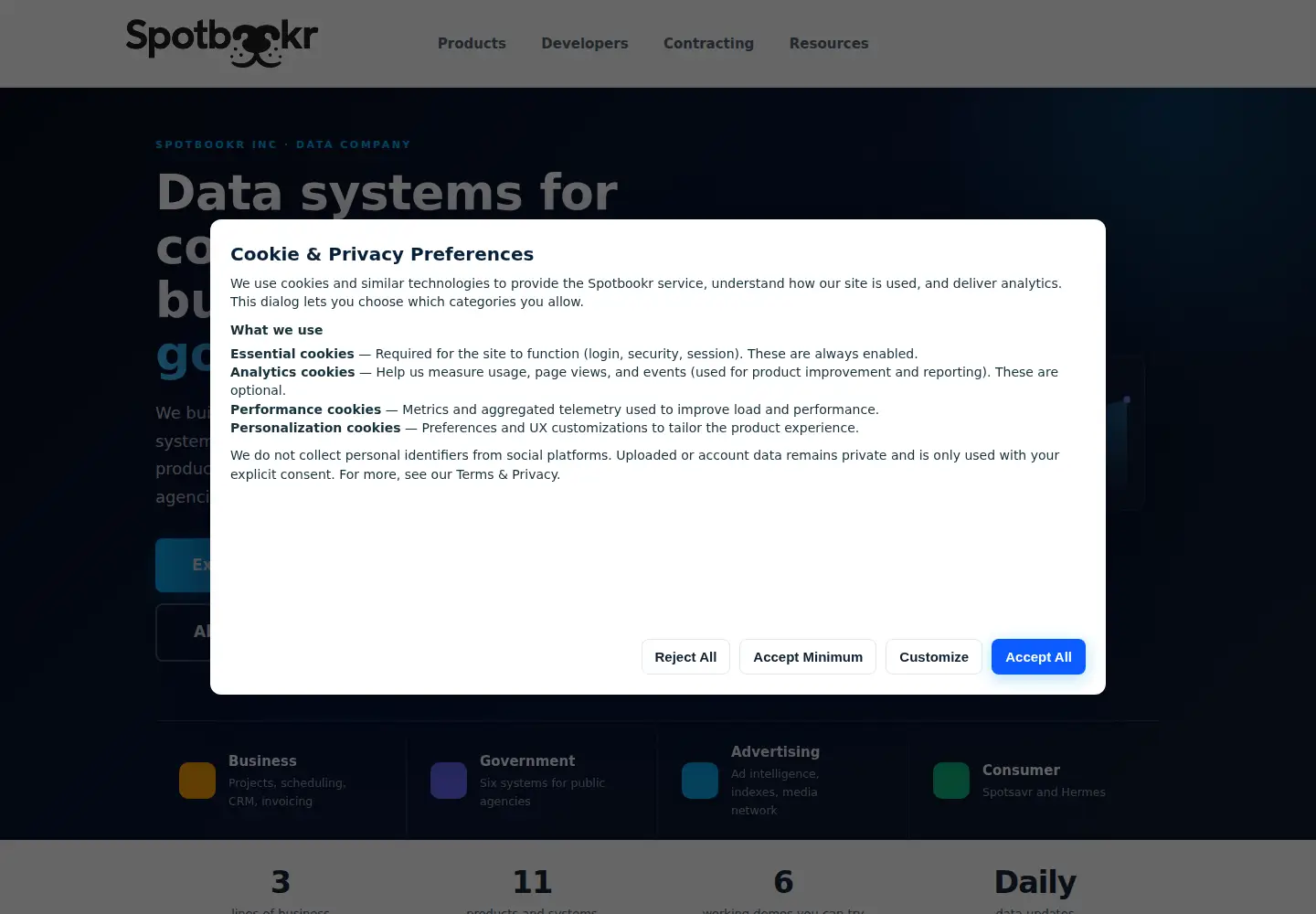 Captured homepage of spotbookr.com in the current scan