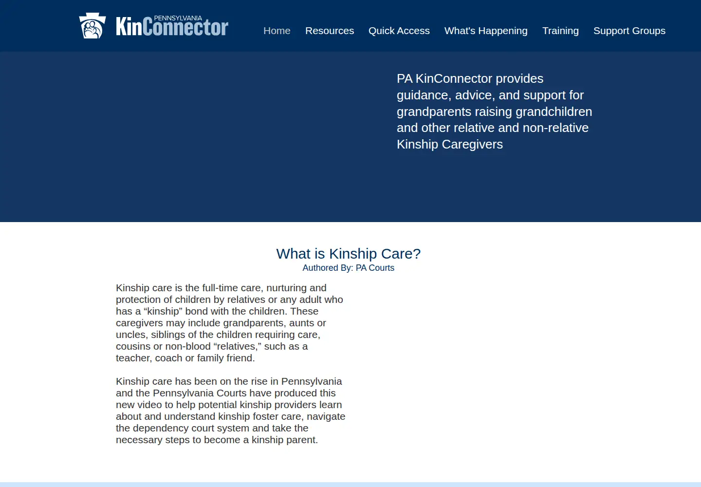 Captured homepage of kinconnector.org in the current scan