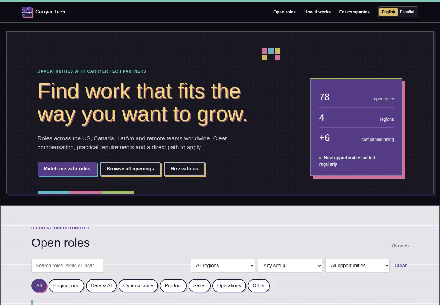Screenshot of carryertech.agency