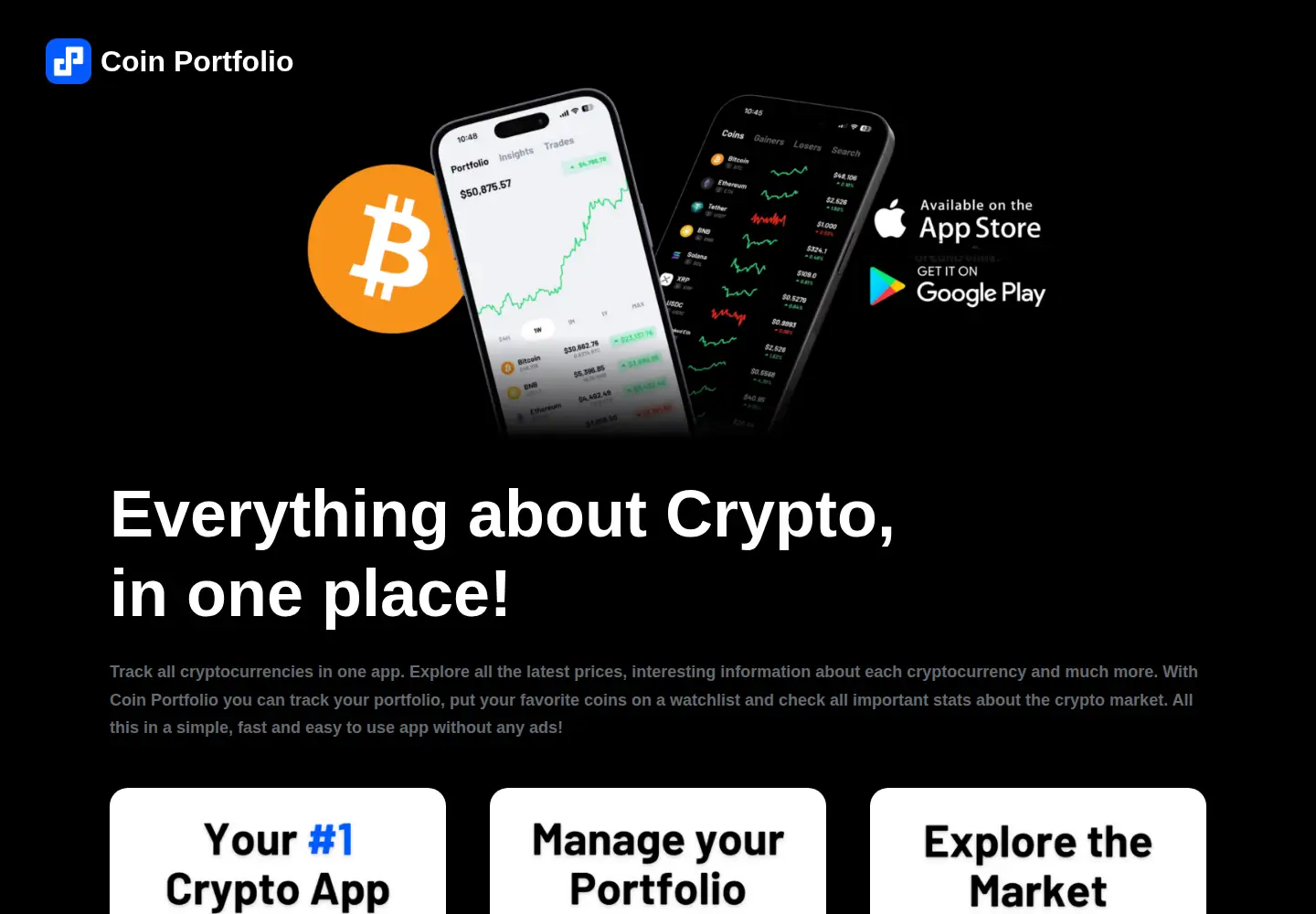 Captured homepage of coinportfolio.app in the current scan