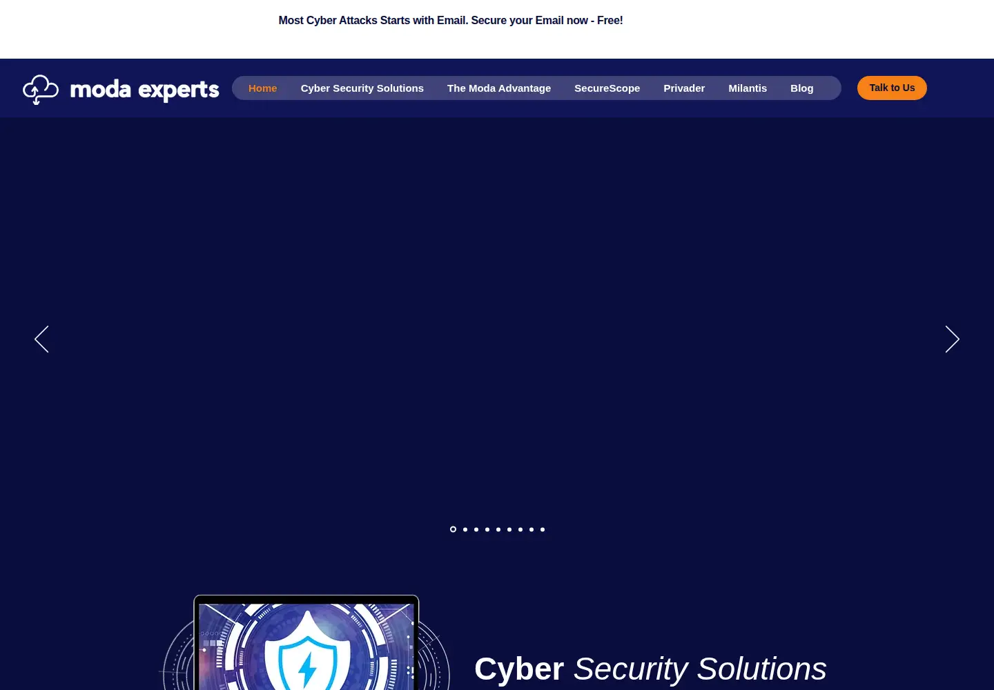 Captured homepage of modaexperts.com in the current scan