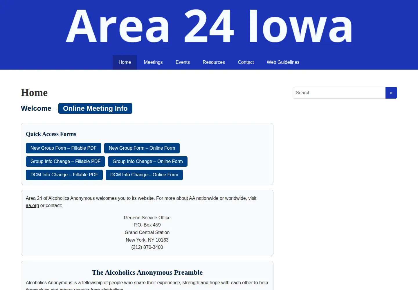 Screenshot of aa-iowa.org