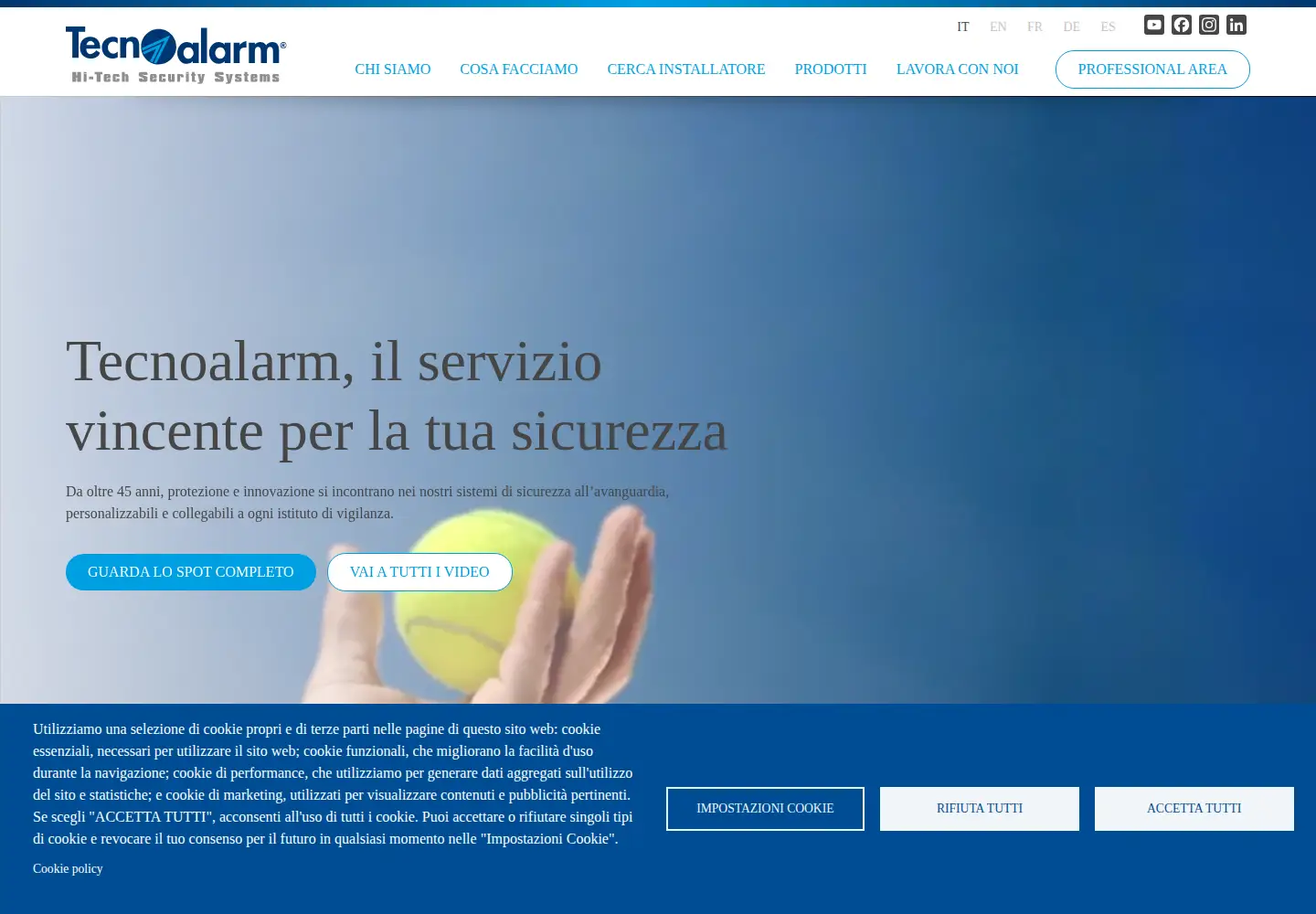 Captured homepage of tecnoalarm.com in the current scan
