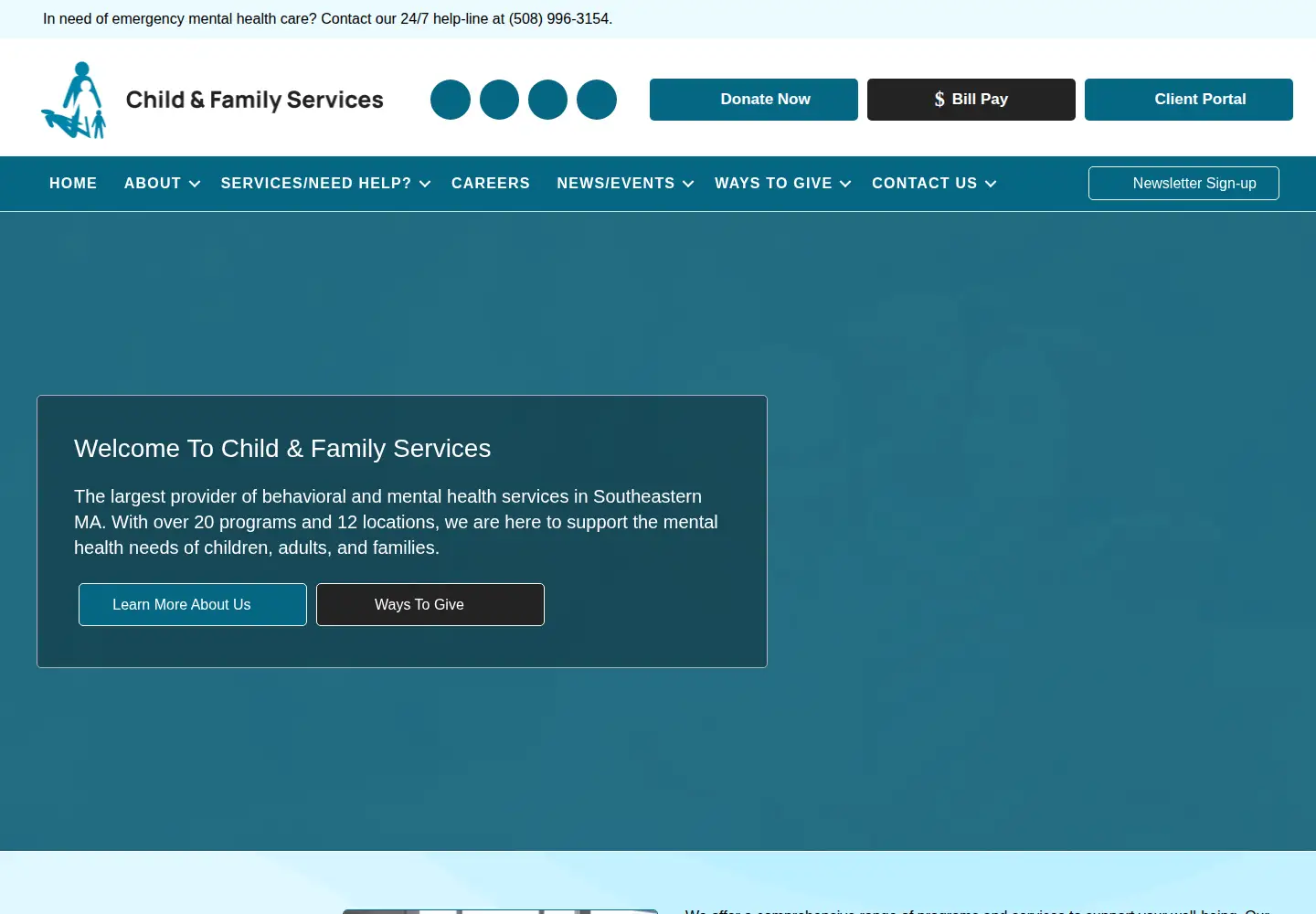 Captured homepage of child-familyservices.org in the current scan