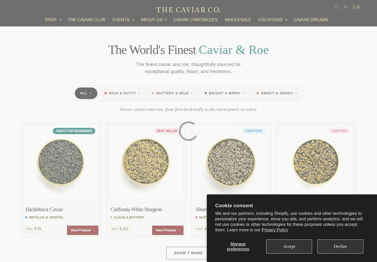 Screenshot of thecaviarco.com