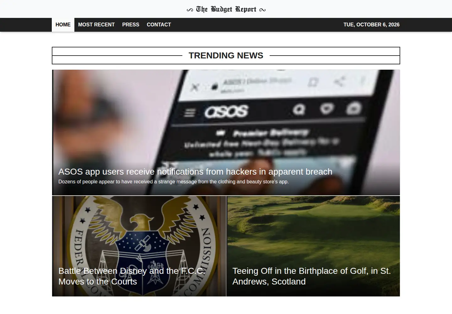 Screenshot of thebudgetreport.com