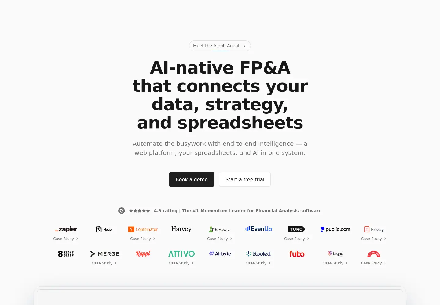 Captured homepage of getaleph.com in the current scan