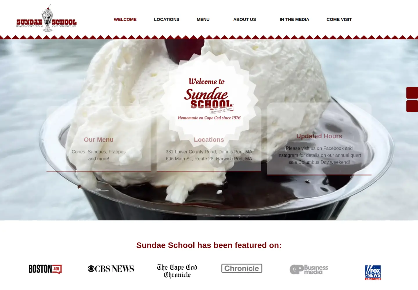 Captured homepage of sundaeschool.com in the current scan