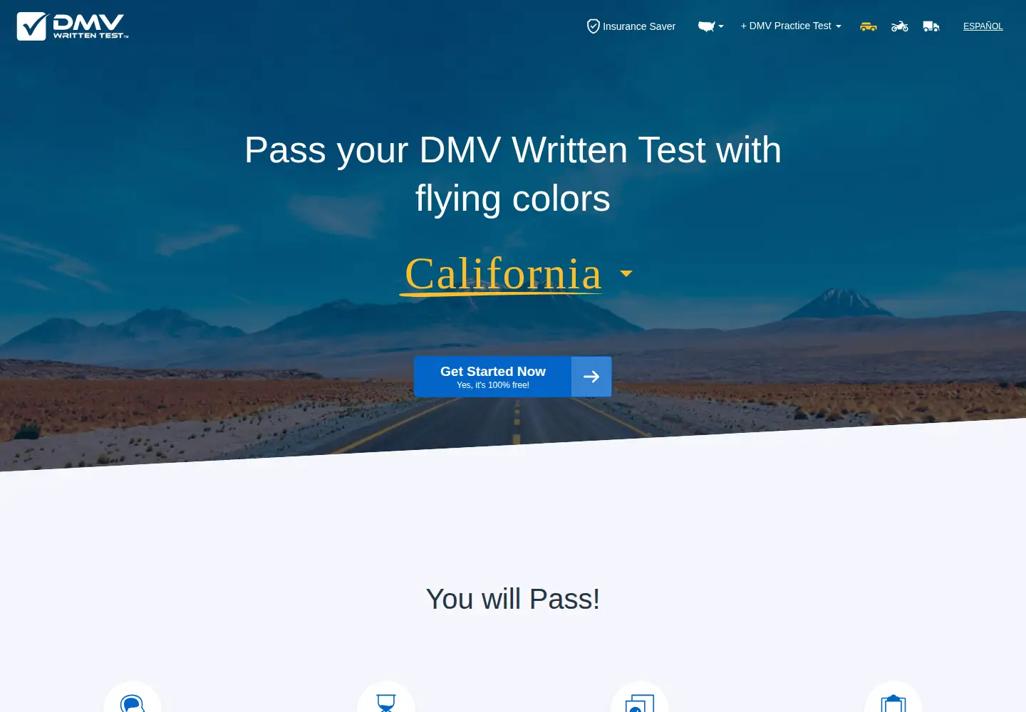 Screenshot of dmv-written-test.com