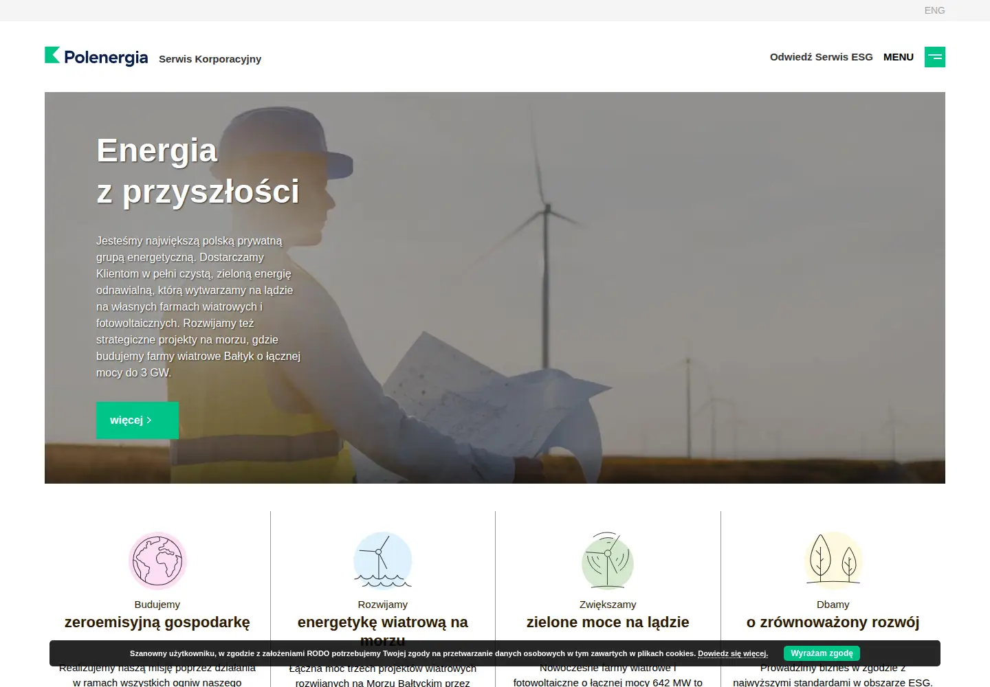 Captured homepage of polenergia.pl in the current scan