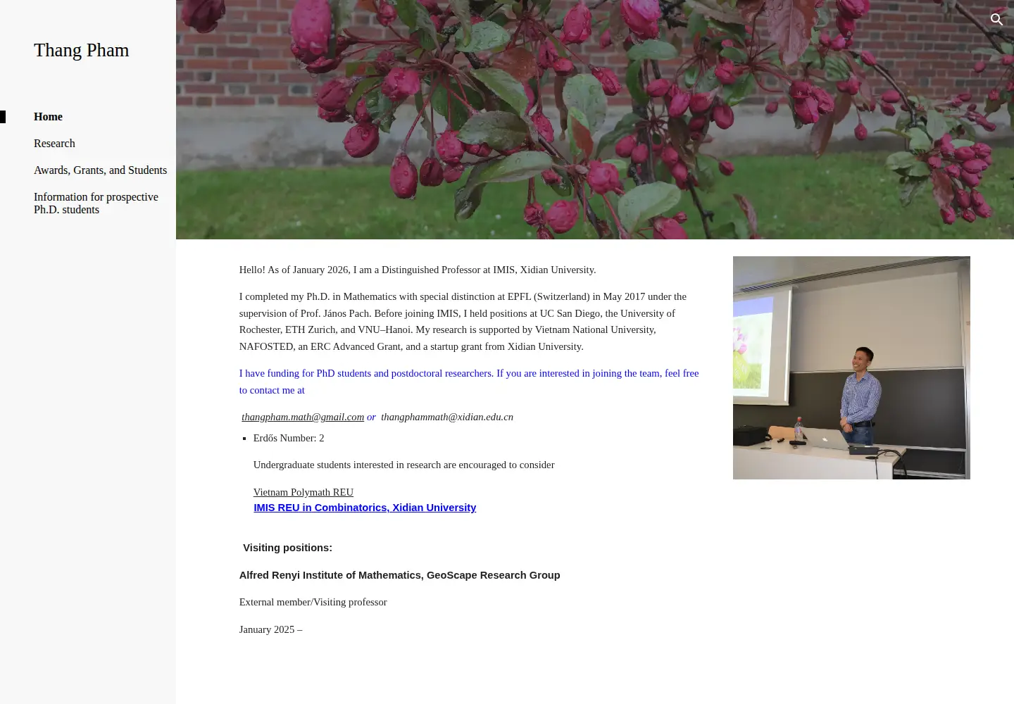Captured homepage of thangphammath.org in the current scan