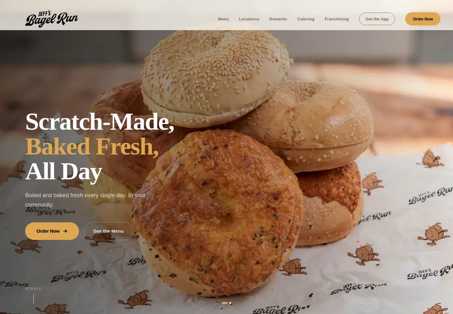 Screenshot of jeffsbagelrun.com