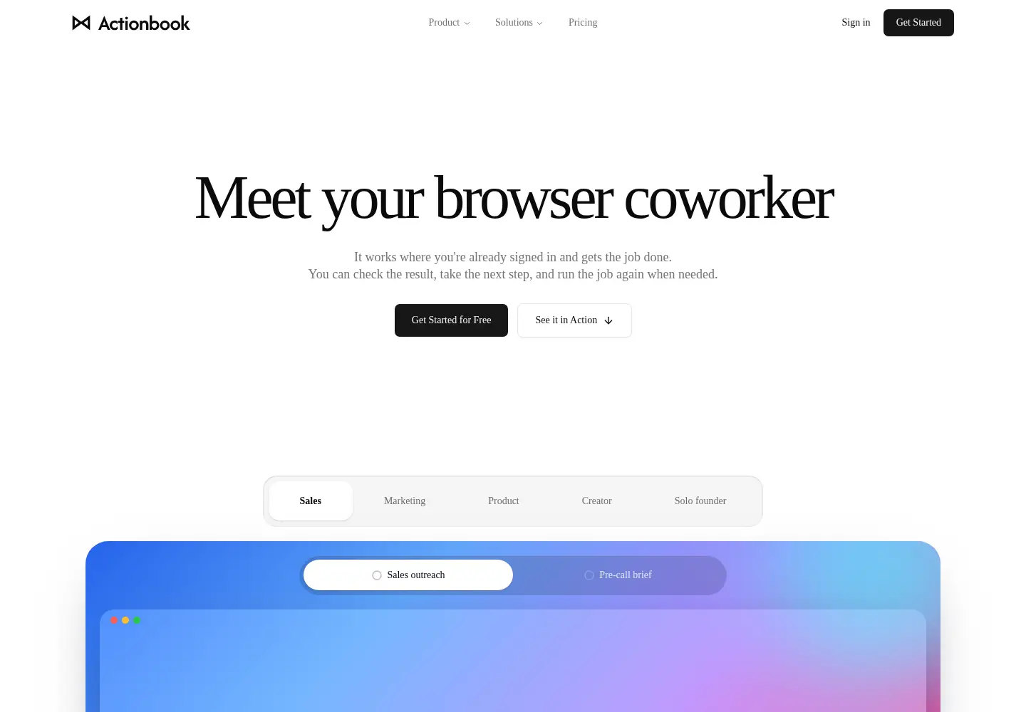 Screenshot of actionbook.dev