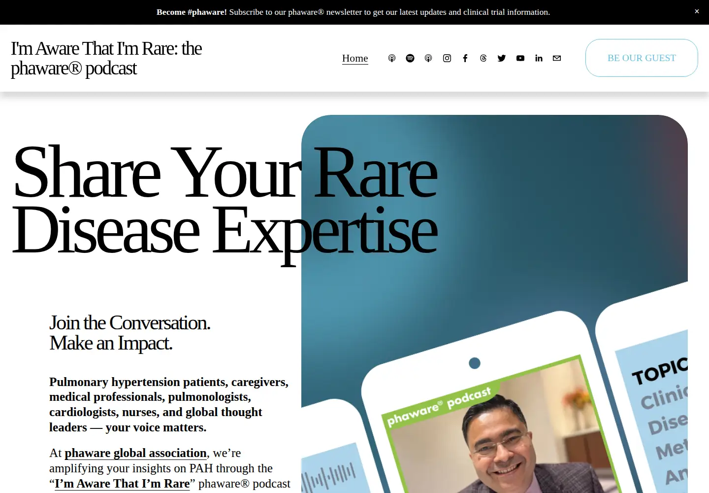 Screenshot of phawarepodcast.com