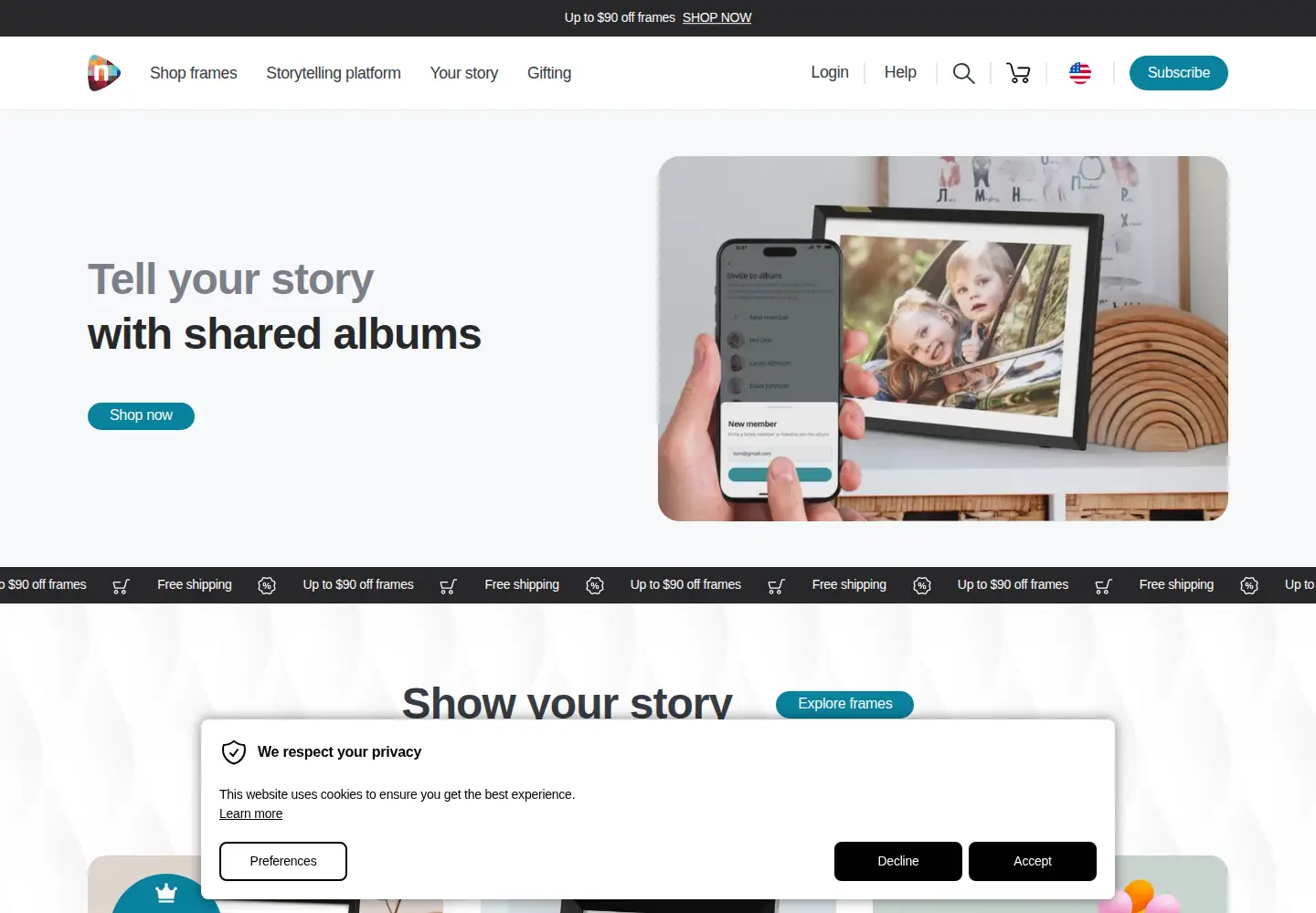 Screenshot of nixplay.com