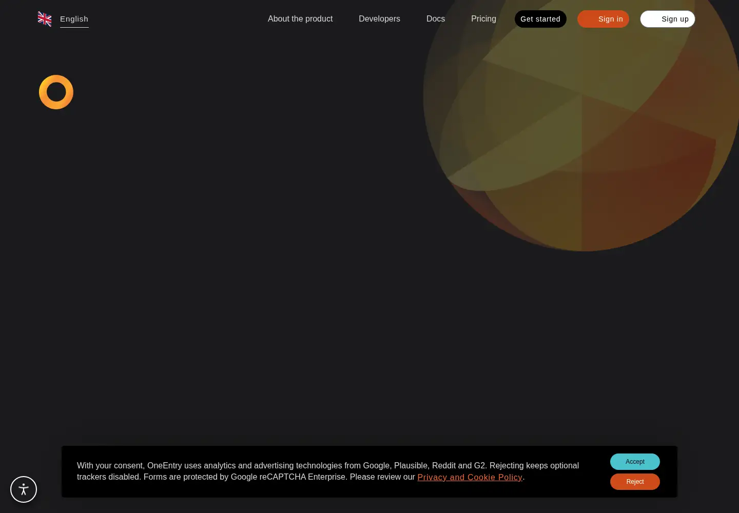 Screenshot of oneentry.cloud