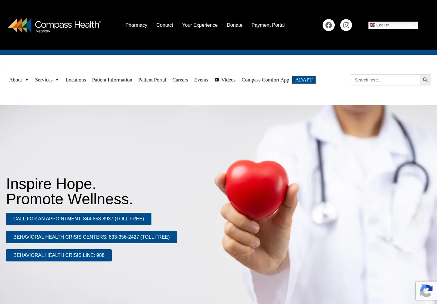 Captured homepage of compasshealthnetwork.org in the current scan