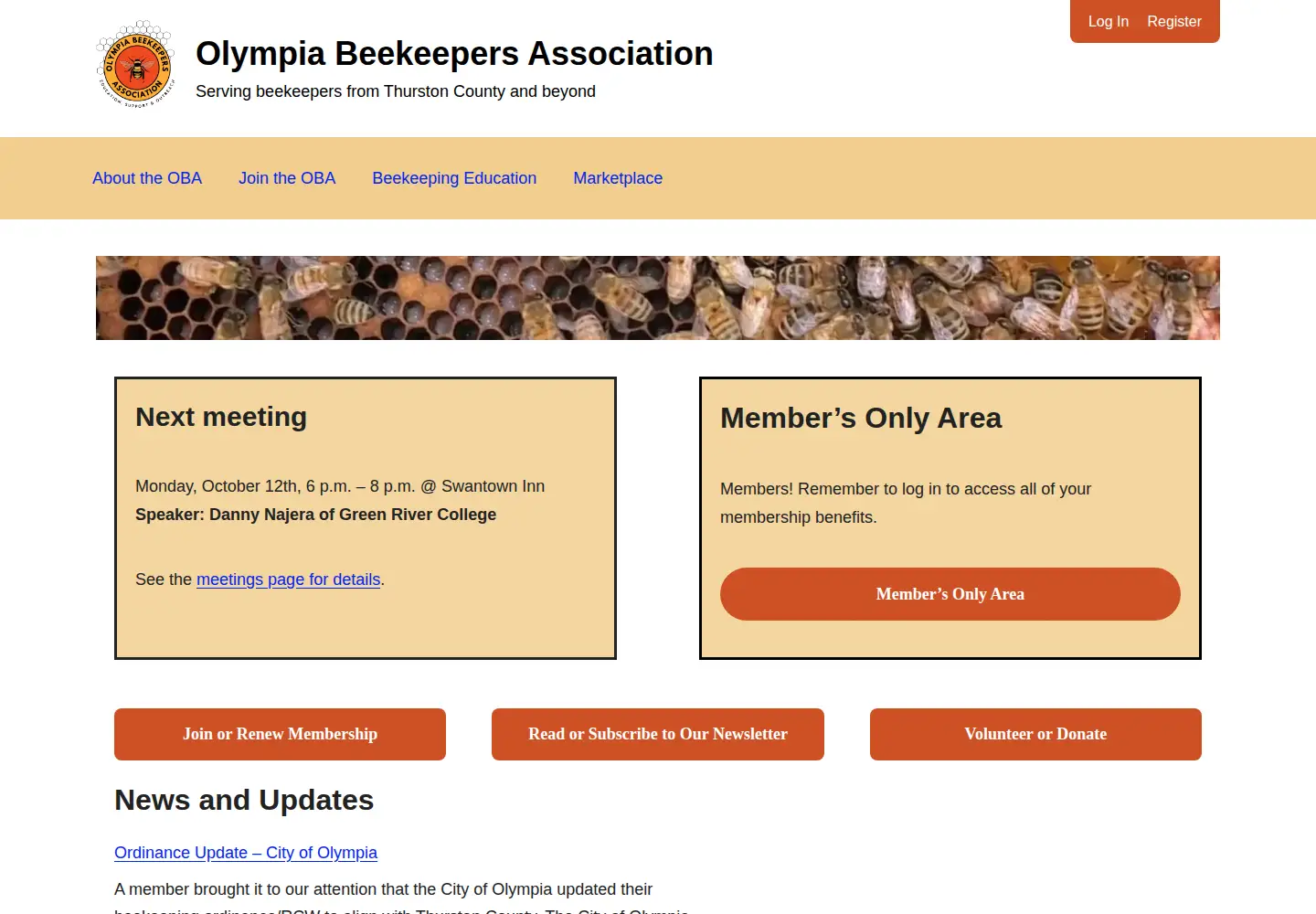 Screenshot of olympiabeekeepers.org