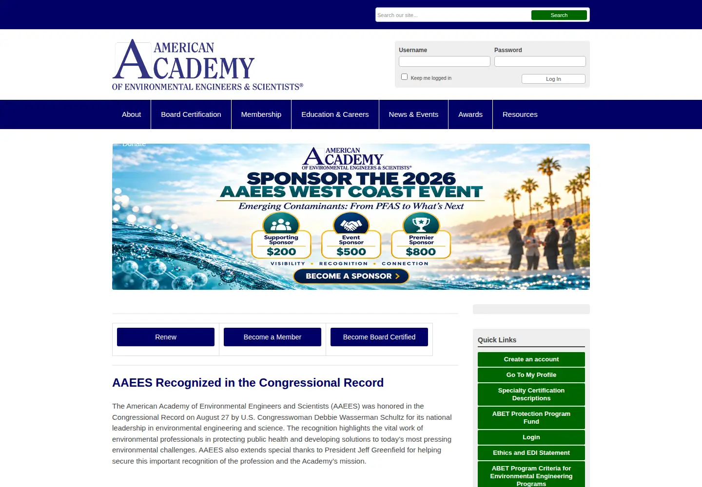 Screenshot of aaees.org