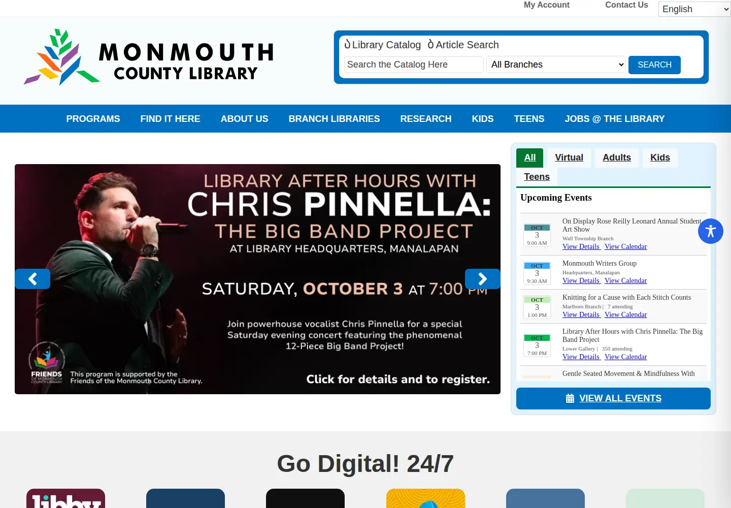 Screenshot of monmouthcountylib.org