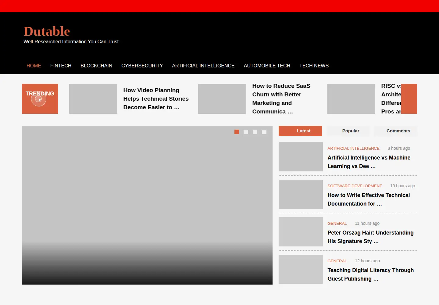 Screenshot of dutable.com