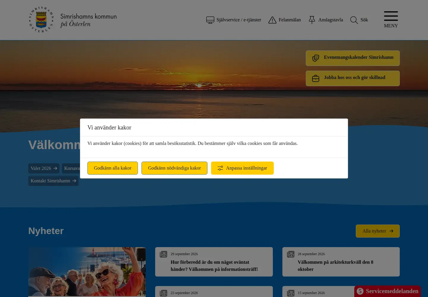 Screenshot of simrishamn.se