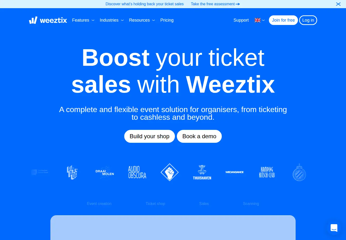 Captured homepage of weeztix.com in the current scan