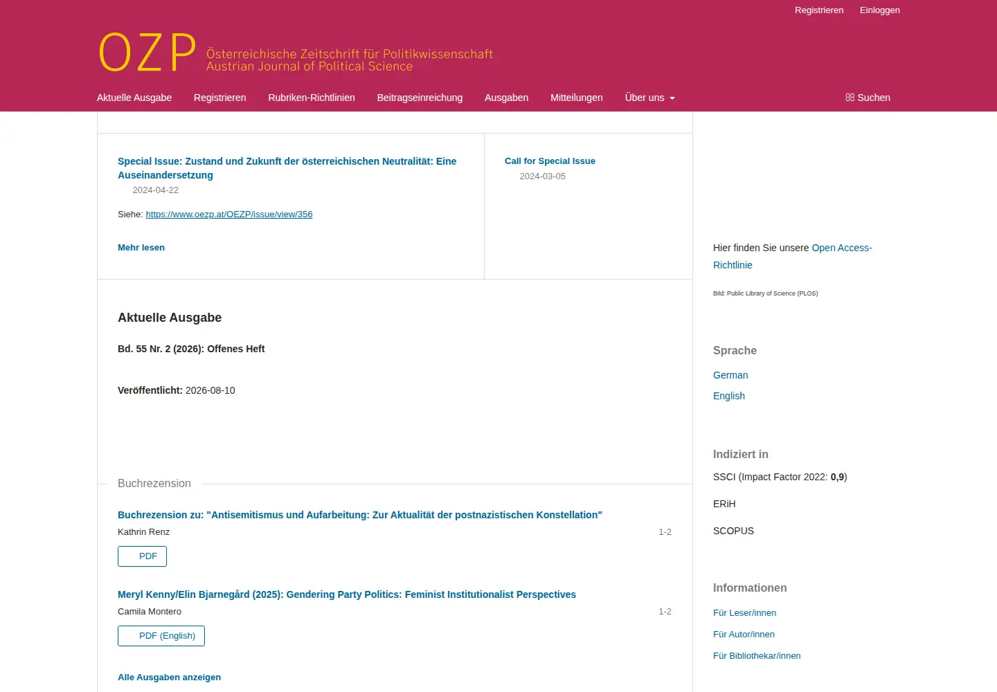 Captured homepage of oezp.at in the current scan