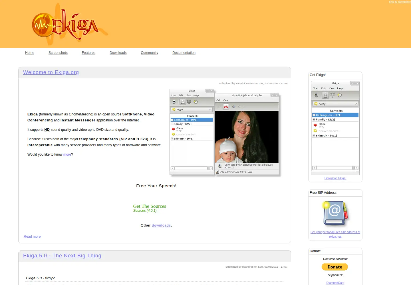 Screenshot of ekiga.org