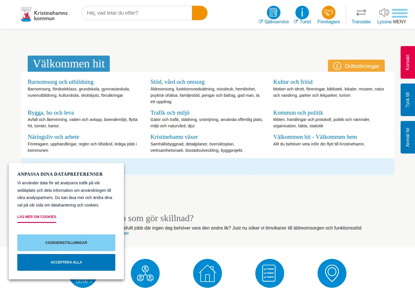 Captured homepage of kristinehamn.se in the current scan