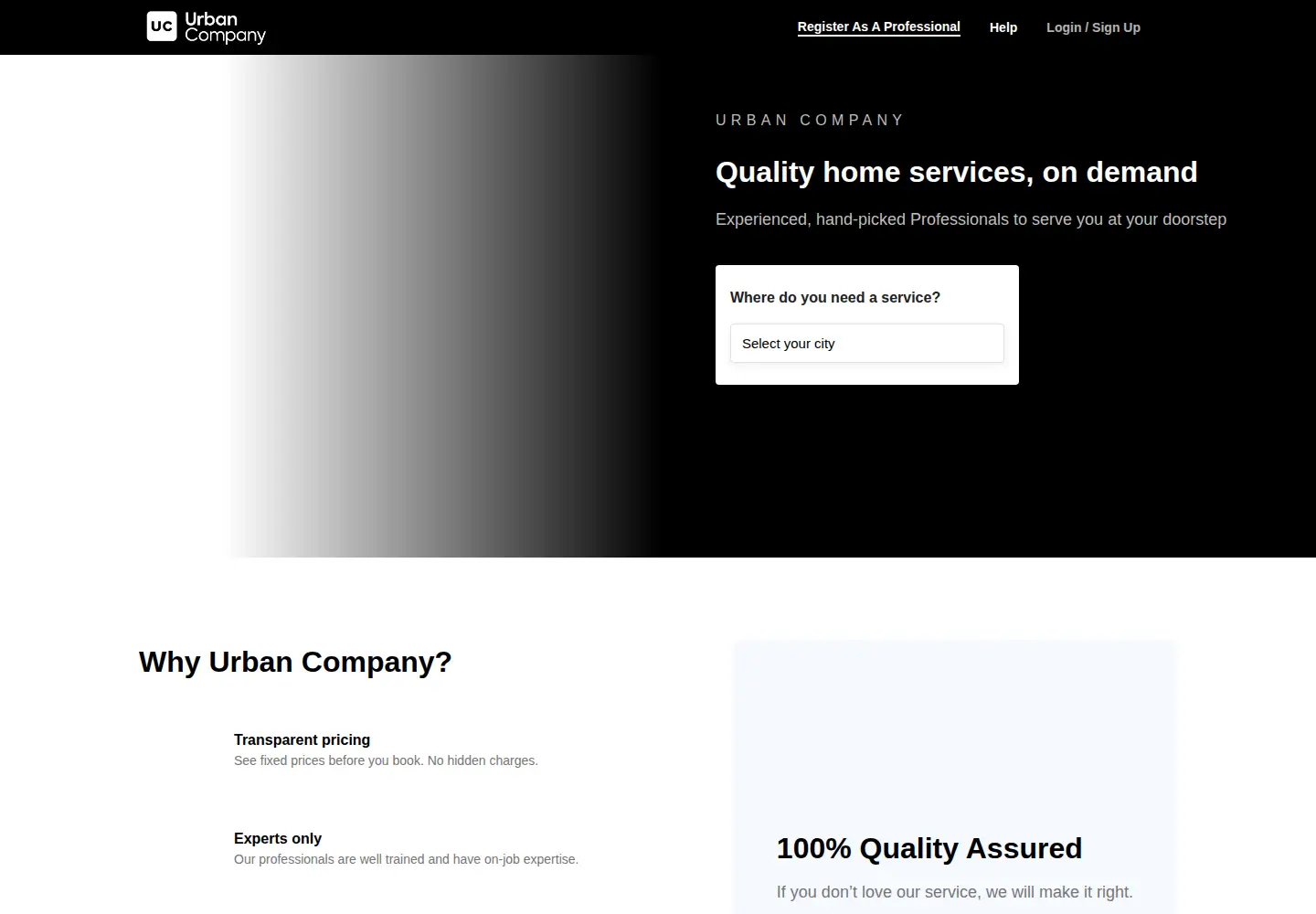 Screenshot of urbancompany.com