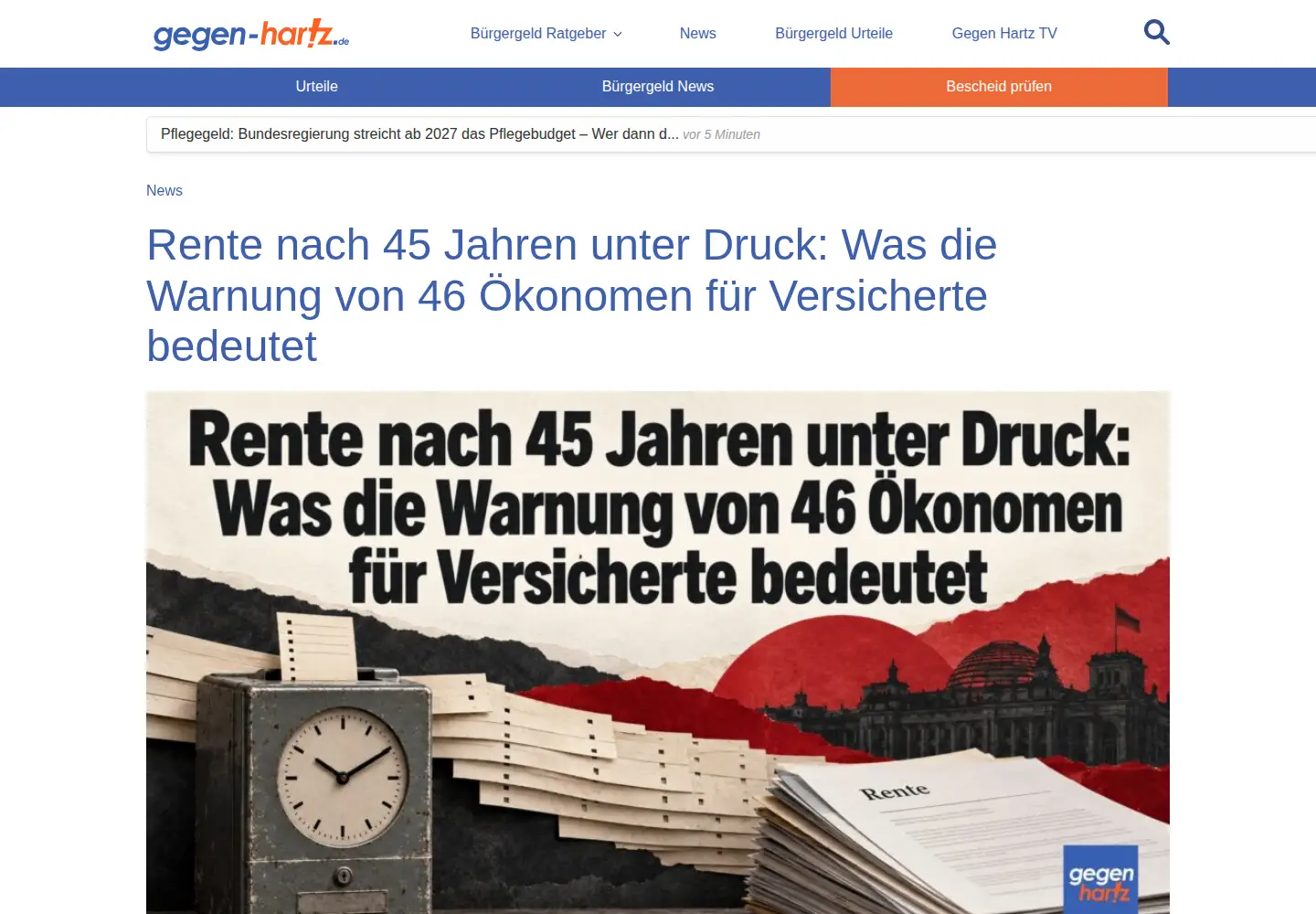 Captured homepage of gegen-hartz.de in the current scan