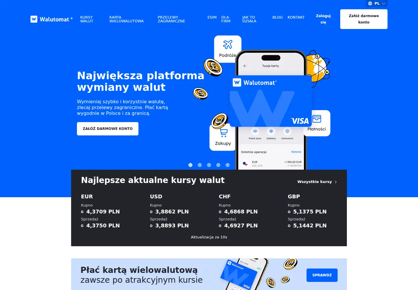 Screenshot of walutomat.pl