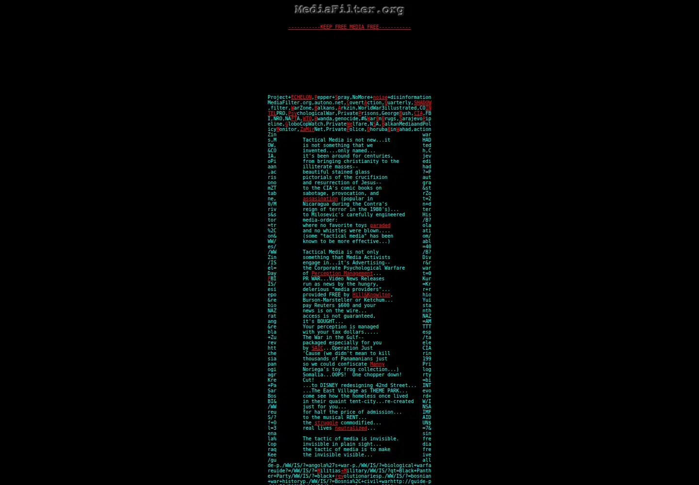 Captured homepage of mediafilter.org in the current scan