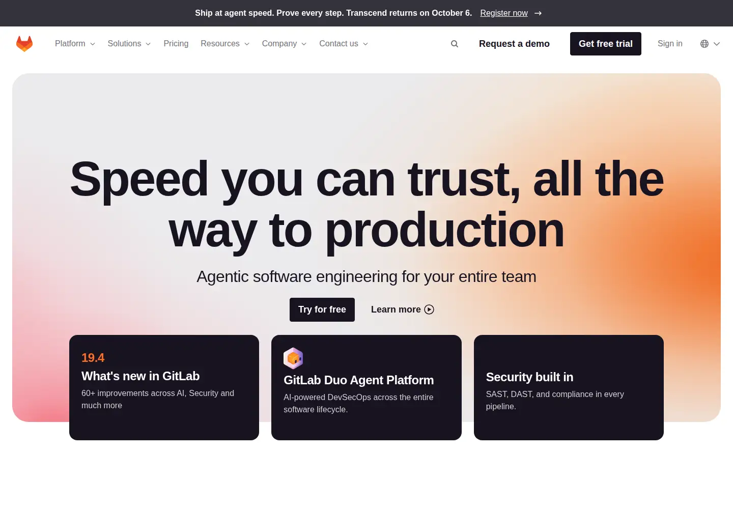 Screenshot of gitlab.org