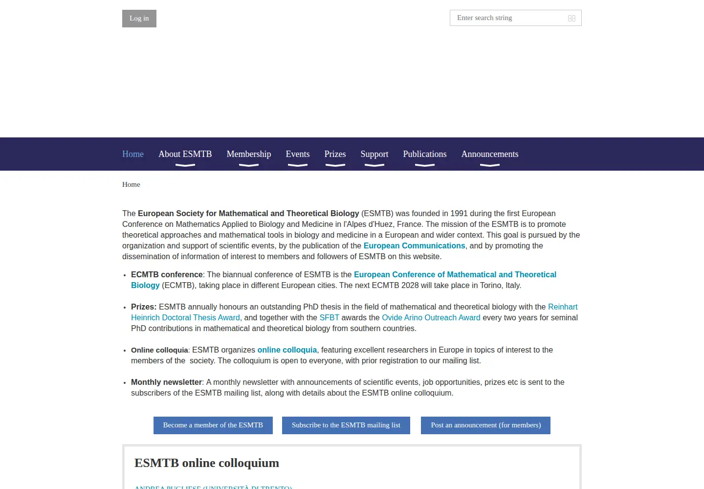 Screenshot of esmtb.org