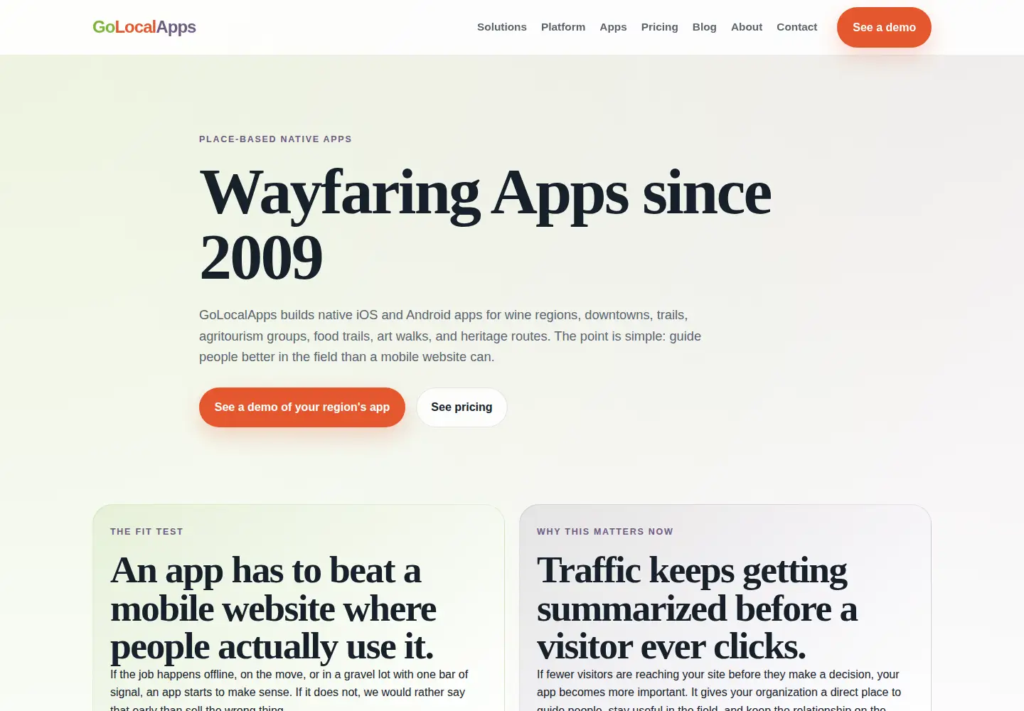 Screenshot of golocalapps.com