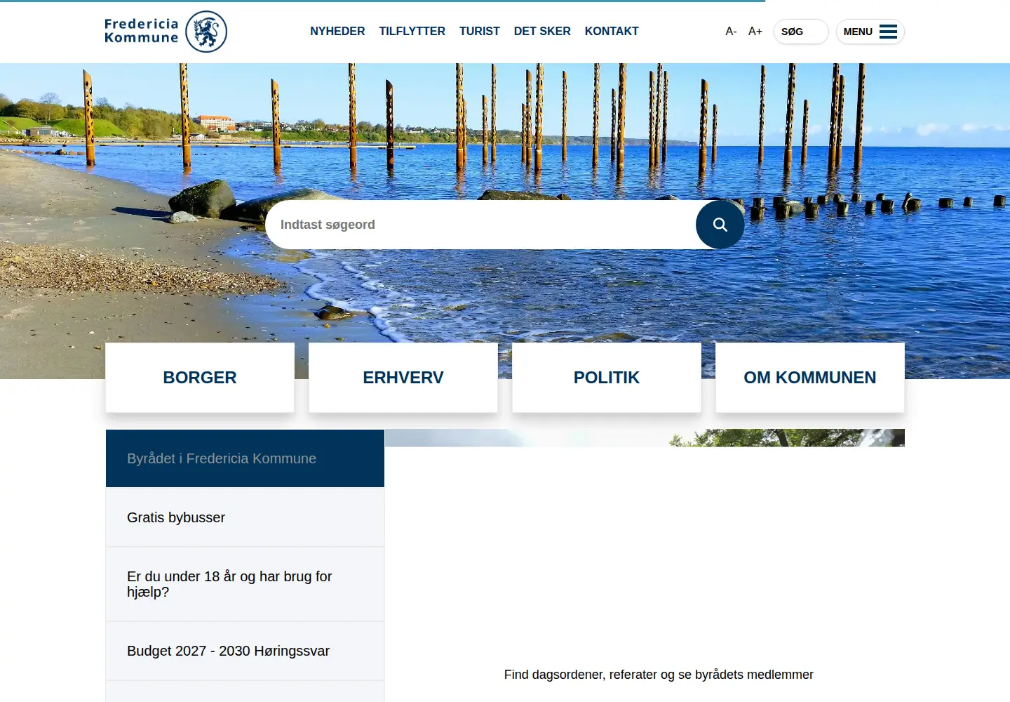 Captured homepage of fredericia.dk in the current scan