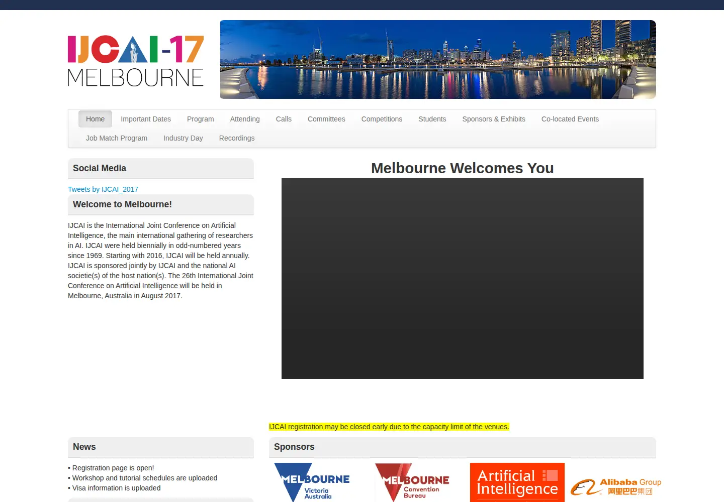 Captured homepage of ijcai-17.org in the current scan