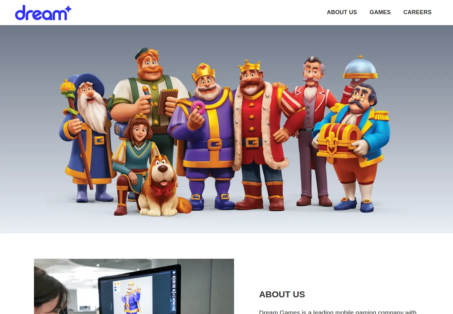 Captured homepage of dreamgames.com in the current scan