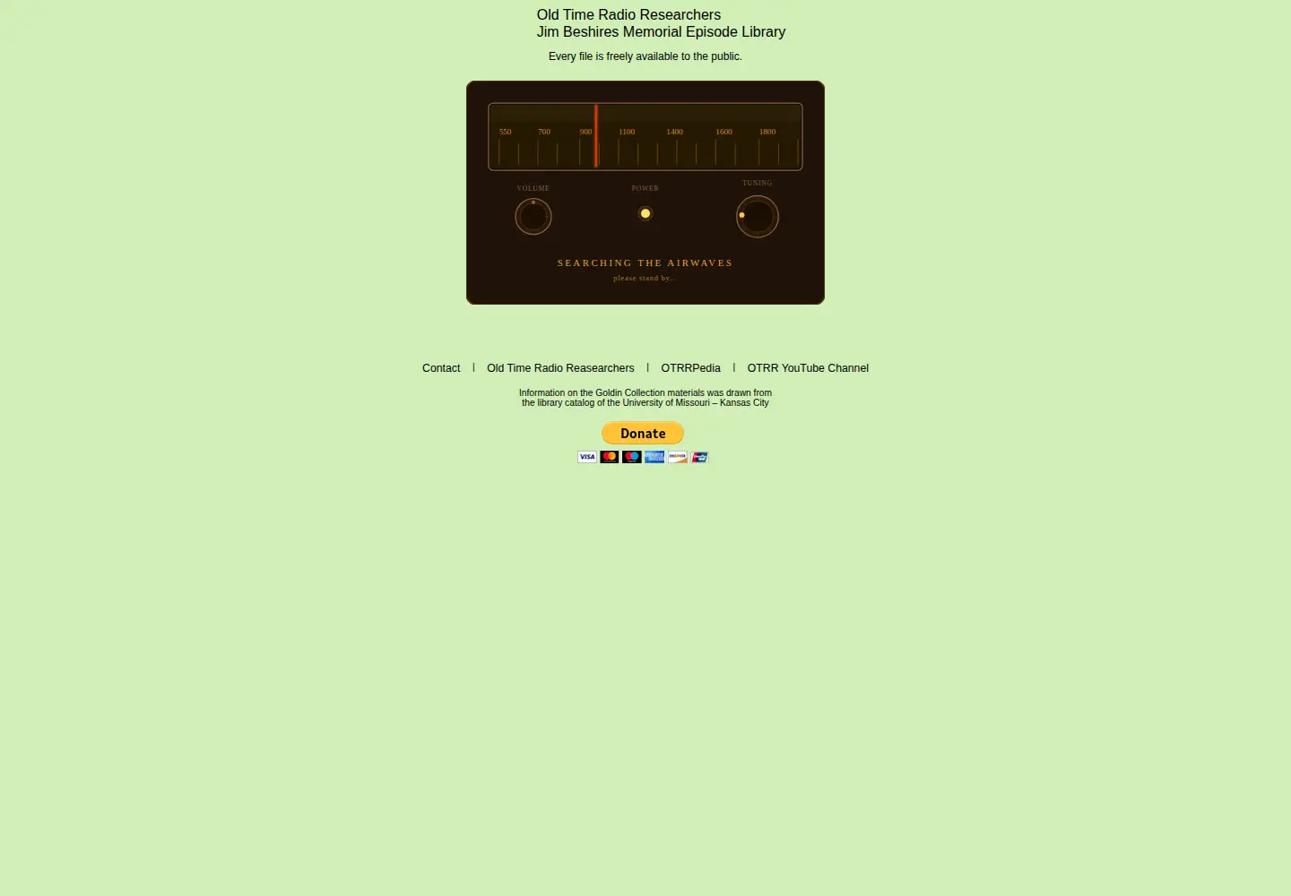 Captured homepage of otrrlibrary.org in the current scan