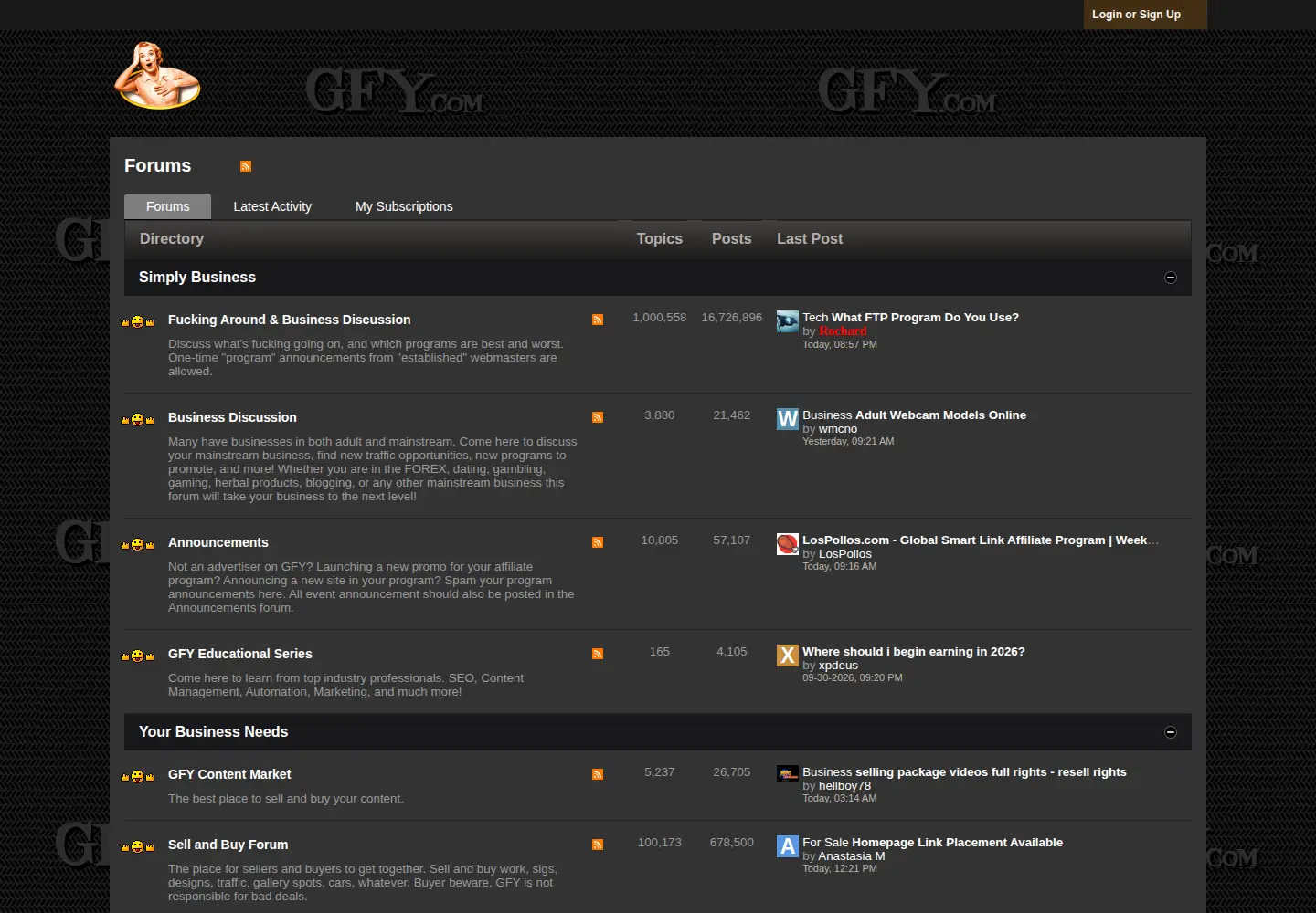 Screenshot of gfy.com