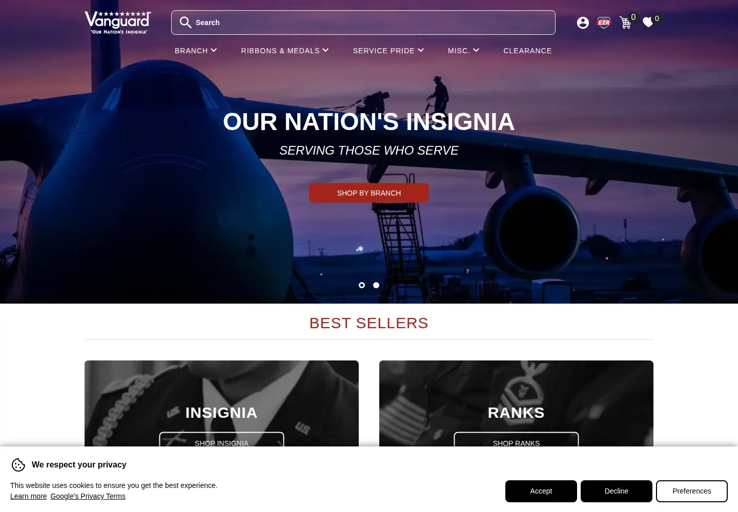 Screenshot of vanguardmil.com