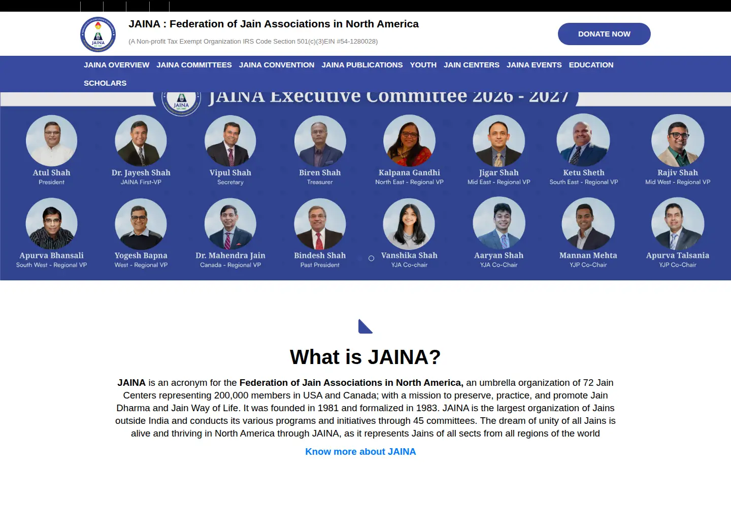 Screenshot of jaina.org