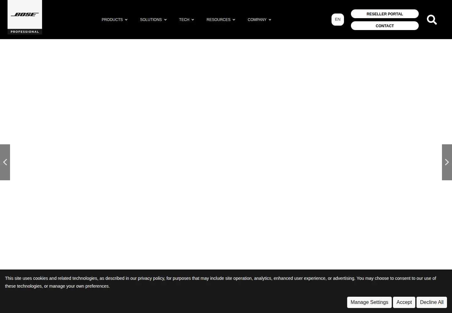 Captured homepage of boseprofessional.com in the current scan