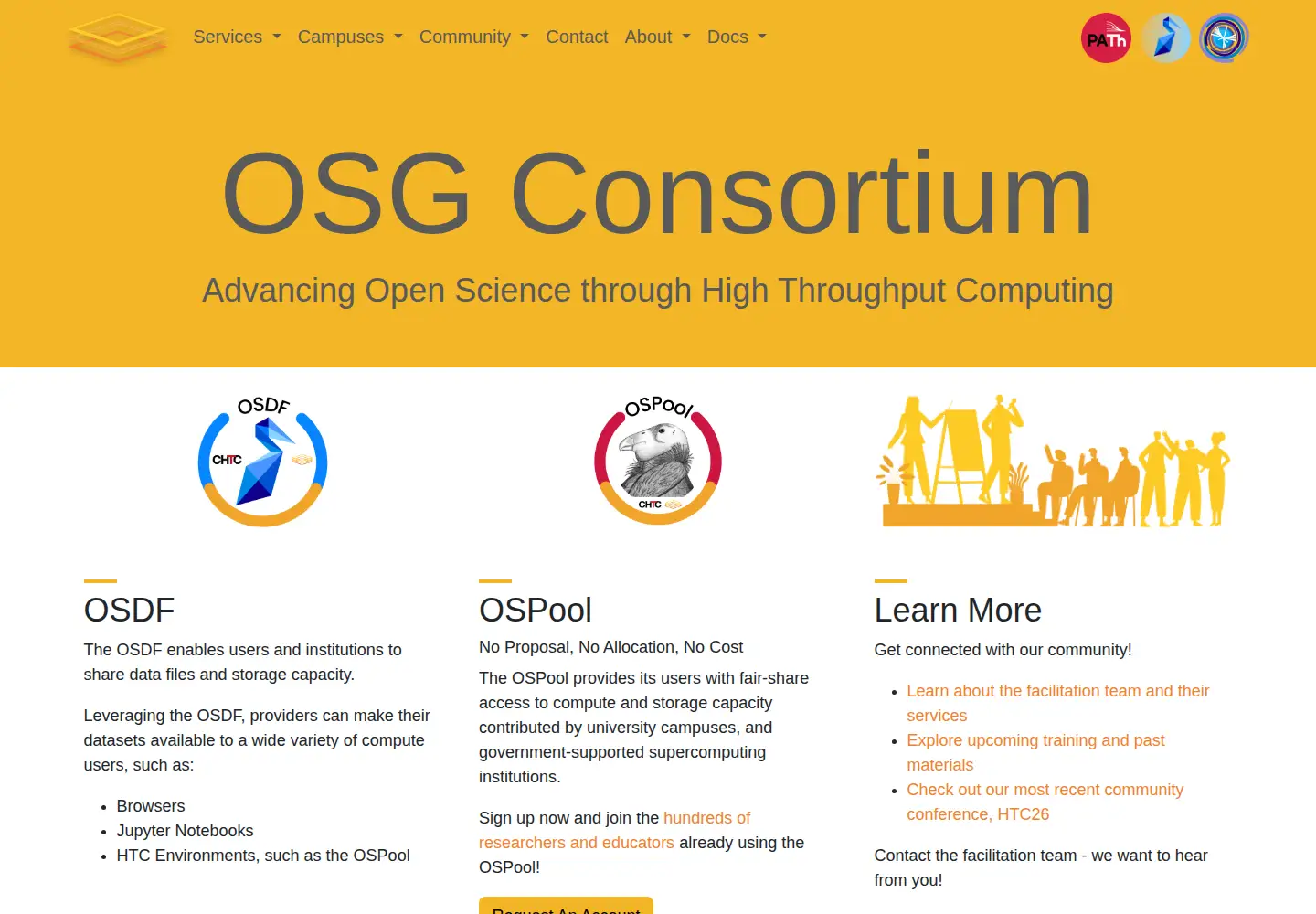 Screenshot of opensciencegrid.org